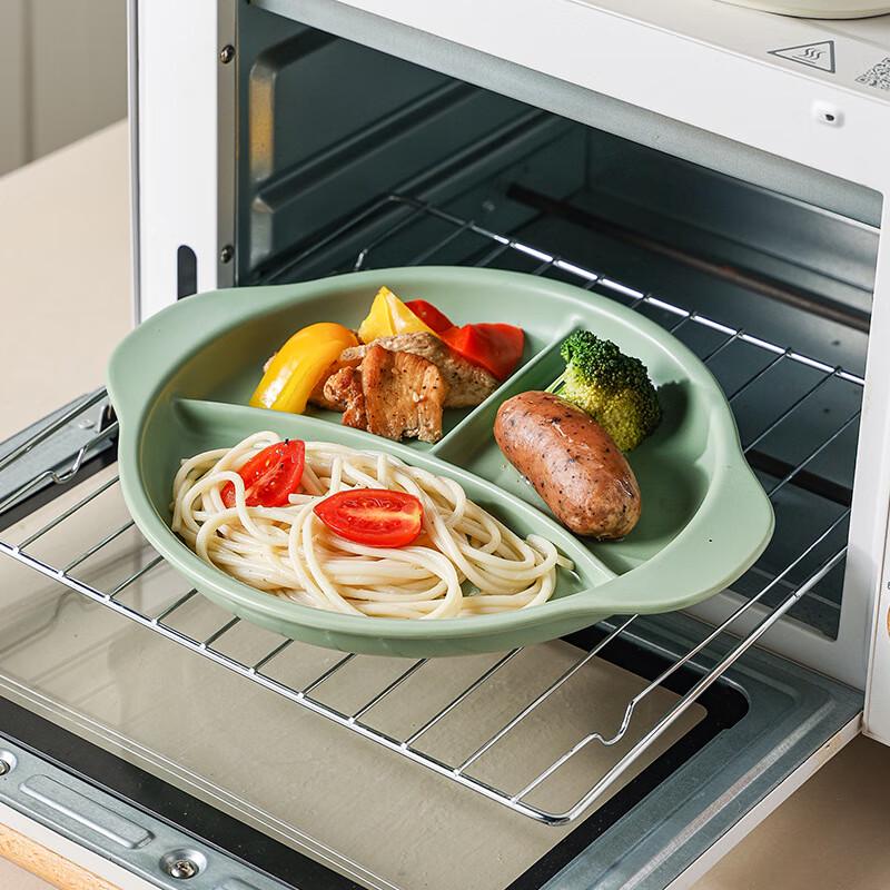 Nordic Ceramic Divided Dinner Plates with Handles (2-Pack)