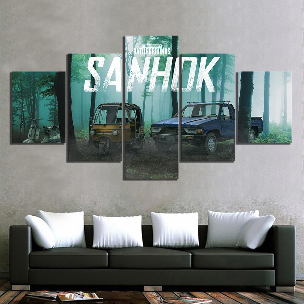 5 Stück 10 Pubg Battlegrounds Spiel Modulare Wandkunst Leinwand Poster Bilder Gemälde Heimdeko Zubehör Wohnzimmerdekoration