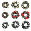 Christmas Wreath With Battery Powered LED Light String Front Door Hanging Garland Holiday Home Decorations