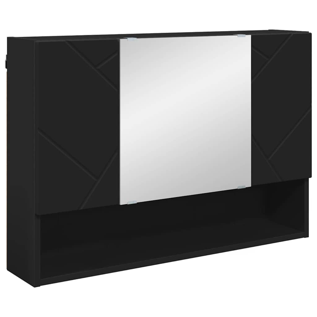 Bathroom Furniture Set with Door 4 Pcs Black Plywood and Metal