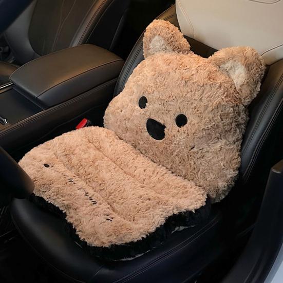 Car Seat Cushion Cat And Dog Plush Seating Cushion 2-in-1 Seat & Back Support with Non-Slip Bottom Thick Winter Warm Padding for Office Gaming Home