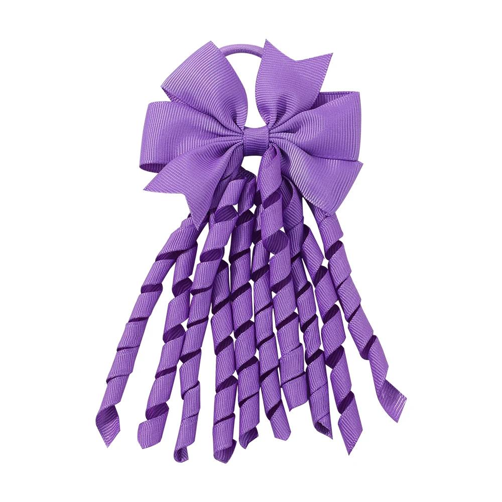 1pcs Baby Girls Hair Ties Grosgrain Ribbon Curly Korker Hair Bows Elastic Rubber Bands Ponytail Holders for Kids Children Gift
