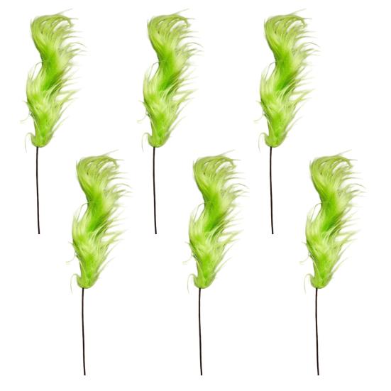 Christmas Green Hair Branch Furry Green Curly Picks Handmade Green Elf Stems