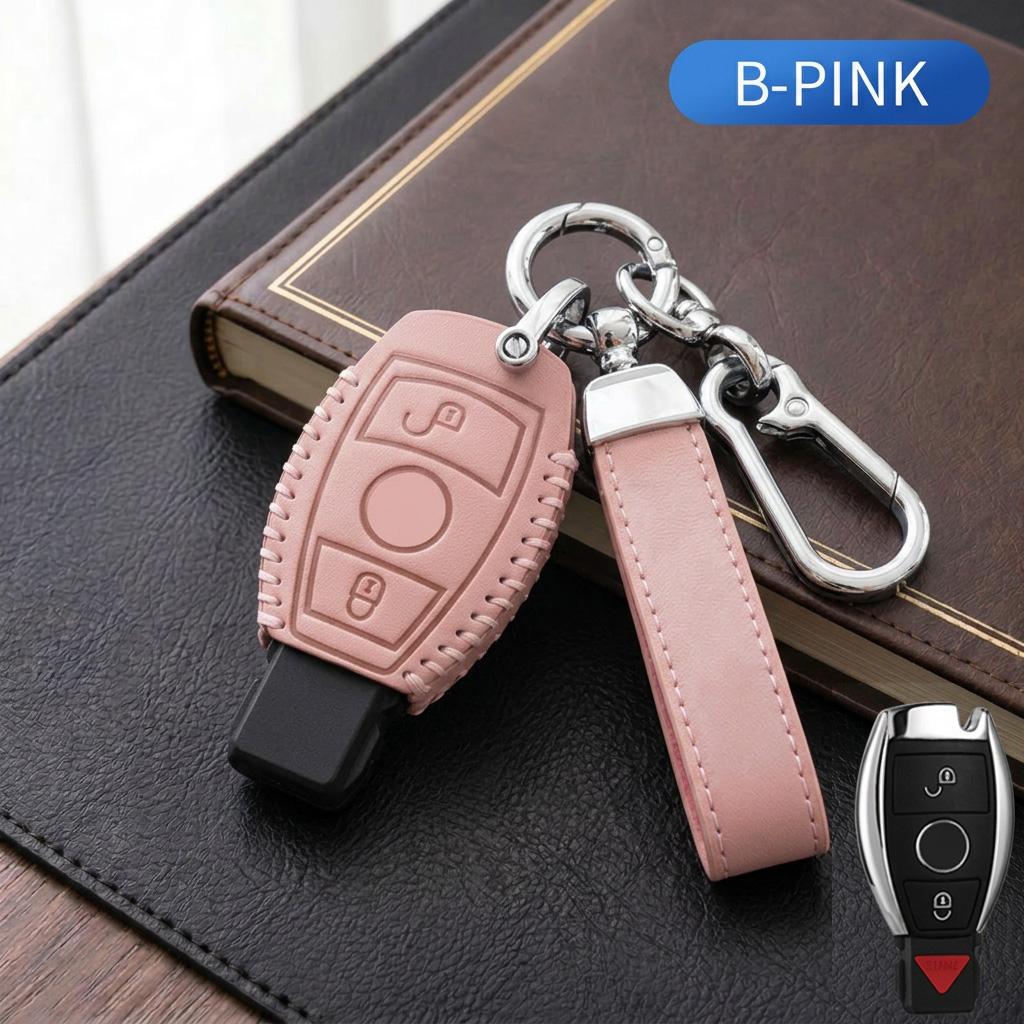 Leather Car Key Fob Cover For Mercedes Benz W203 W204 W211 W221 W245A C E S CLK GLK Vito Sprinter SLK Key Protective Case Shell