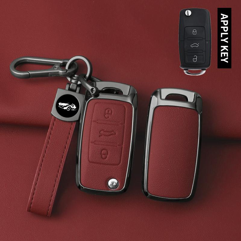 Zinc Alloy Leather Car Key Case For Volkswagen Polo Passat Tiguan B5 B6 B7 Lavida Beetle Scirocco Golf 4 5 6 Mk6 Jetta Key Fob