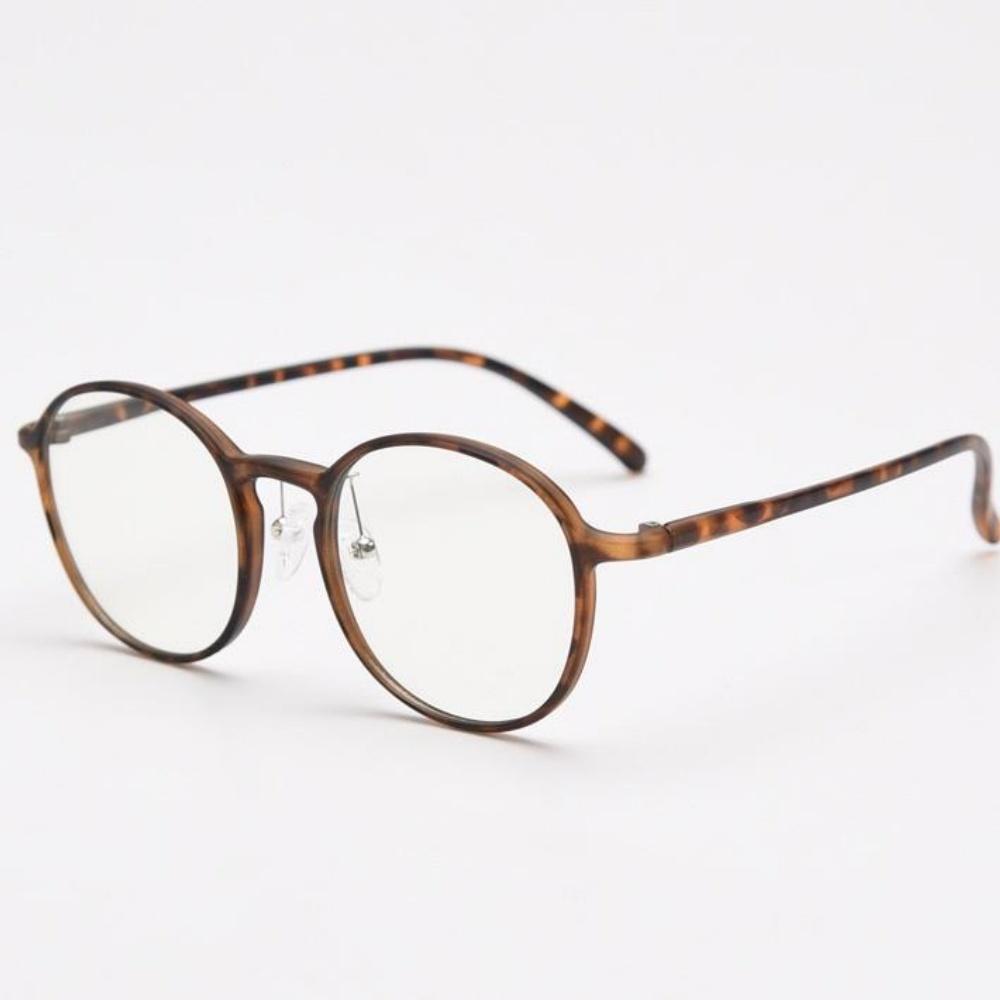 Retro Ultralight Round Glasses Frame for Men Korean Fashion Optical Glasses for Women Clear Lens Leopard Black Female
