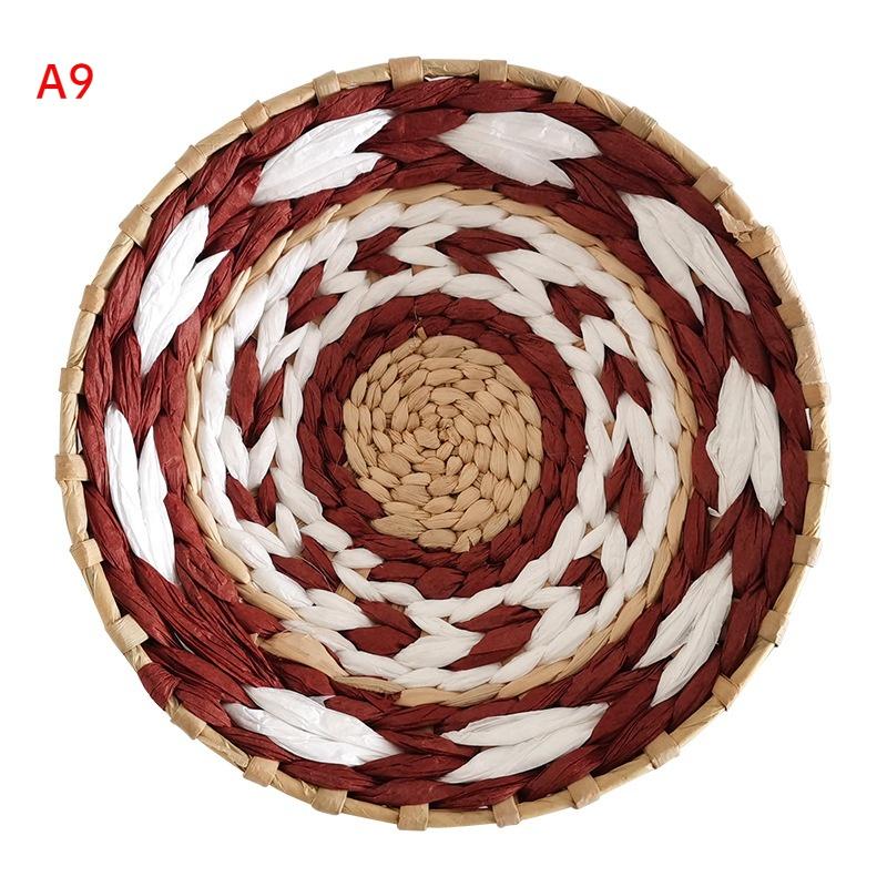 Halm Runde veggdekorasjonsanheng Kreativ retro etnisk bakgrunn Veggdekor i marokkansk stil Håndvevde oppheng Diameter 20/25/30 cm