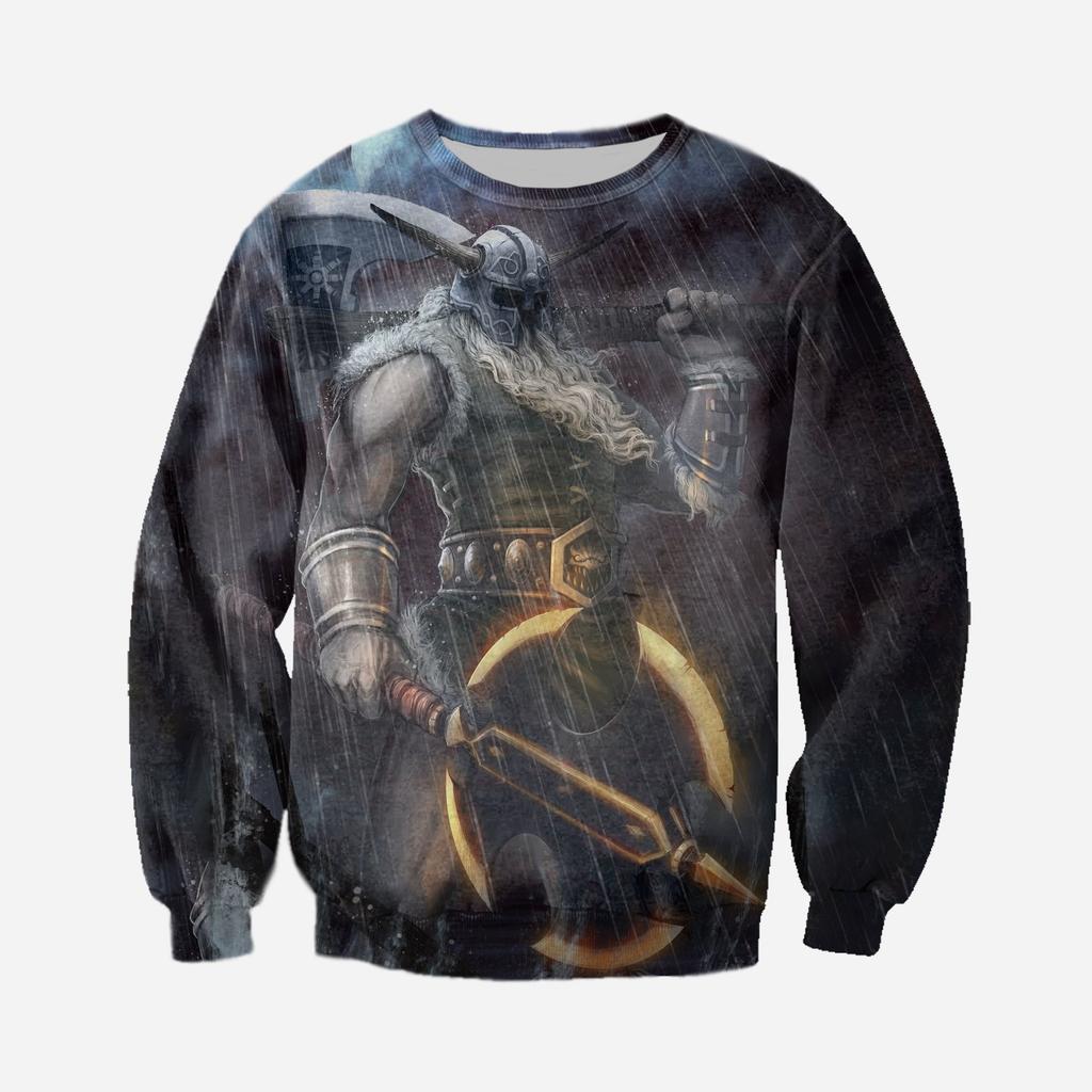 New 3D Digital Printed Top Men's Sweatshirt Tattoo Printed Round Neck Sweatshirt Men