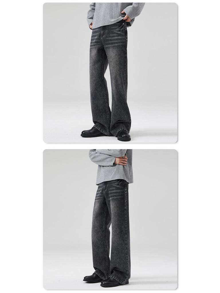 LKTM Unisex Vintage Washed Black Gray Slimming Micro Flare Jeans