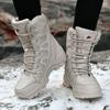 Winter Combat Boots Large Size Outdoor Velvet Warm Snow Boots High Top Cotton Shoes Couple Mountaineering Boots