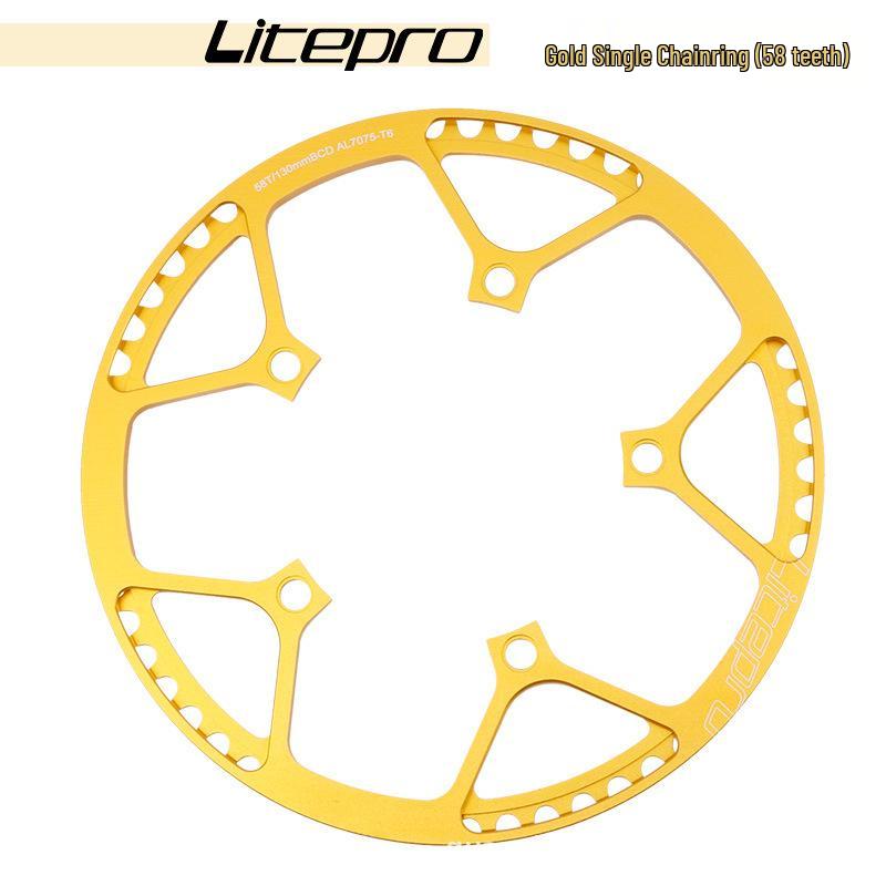 Litepro Folding Bike Crankset with Round Chainrings: 45T, 47T, 53T, 56T, 58T - Square Hole Design