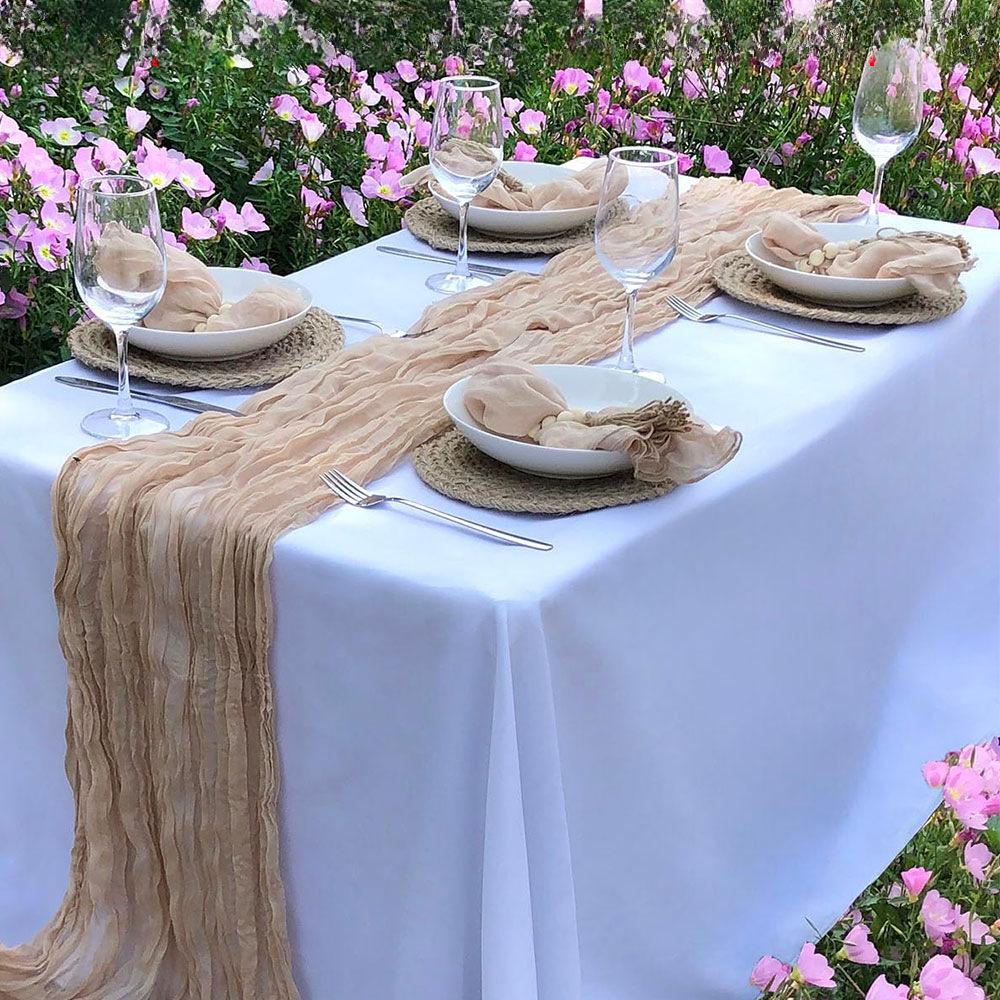 Cross-Border Cheesecloth Tablecloth Set for Weddings, Parties, and Bridal Showers