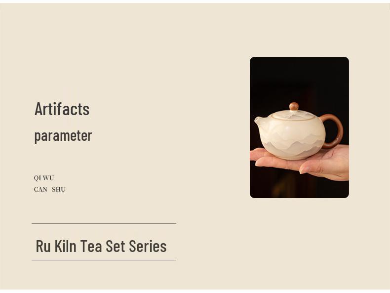 Ink Wash Beige Ru Ware Xishi Ceramic Teapot - Kung Fu Style Small Brewer for Tea