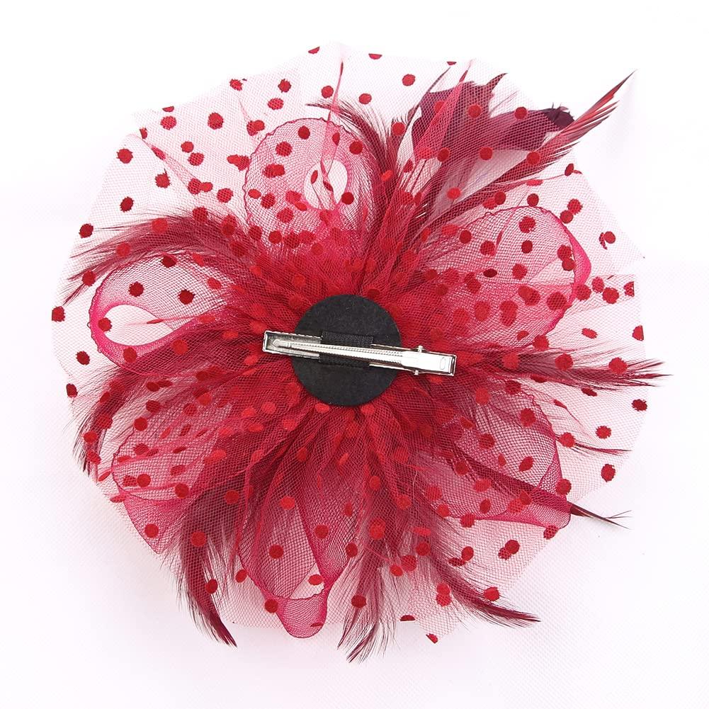 [XGOPTS] Cocktail Hat Wedding Hat Retro European Style Elegant Headpiece Aristocratic Formal Hat Mesh Pearl Artificial Feather Mini Toque Hat Hair