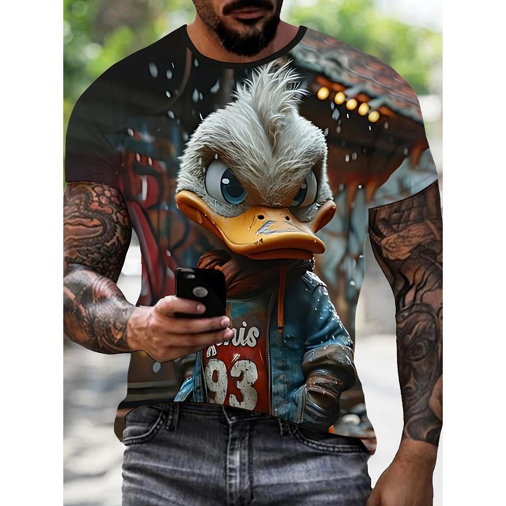 Funny Men's T Shirt Cartoon Duck Print Casual Short Sleeve Tops Tee Fashion T-shirts Outdoor Streetwear 2026 Hip Hop Clothing