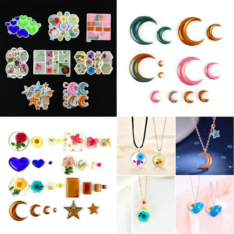 Molde de Silicone de Cristal para Colar com Furo para Fazer Joias Acessórios de Brincos de Figura Geométrica Molde