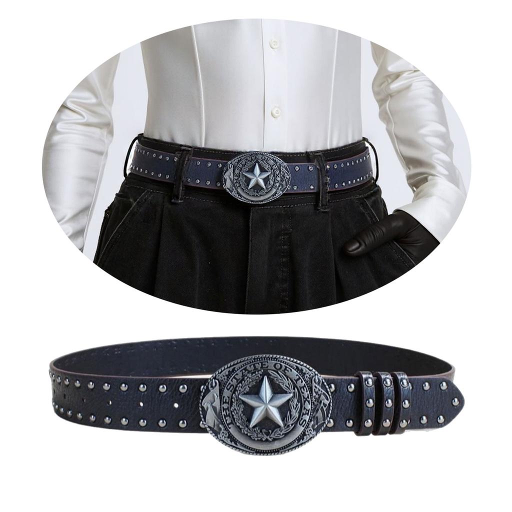 Gothic Waist Belt for Cowgirl Carved Silver Buckle Retro Silver Buckle Waist Chain Stylish Belt Fashion Accessories