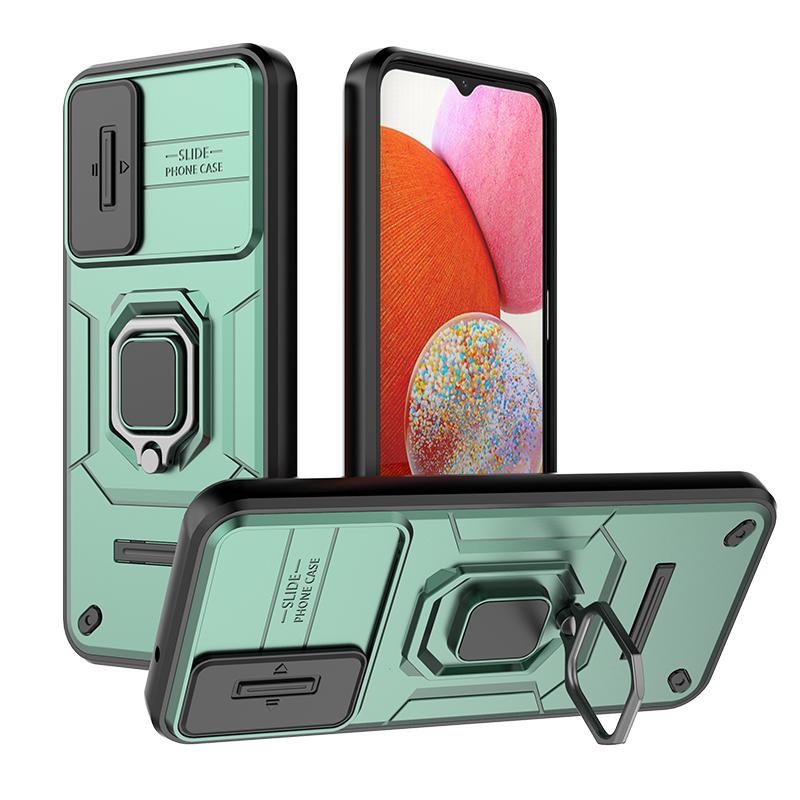 

Armor Case For Samsung Galaxy A14 5G 4G Heavy Duty Shockproof Anti-Scratch With Ring holder phone Cover For Galaxy A14 4G зелёный