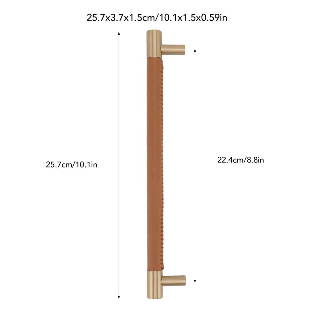 Cabinet Door Handle 224MM Hole Pitch Lther Brass Light Luxury Cupboard Bar Pull Handle for Home Wardrobe Drawer