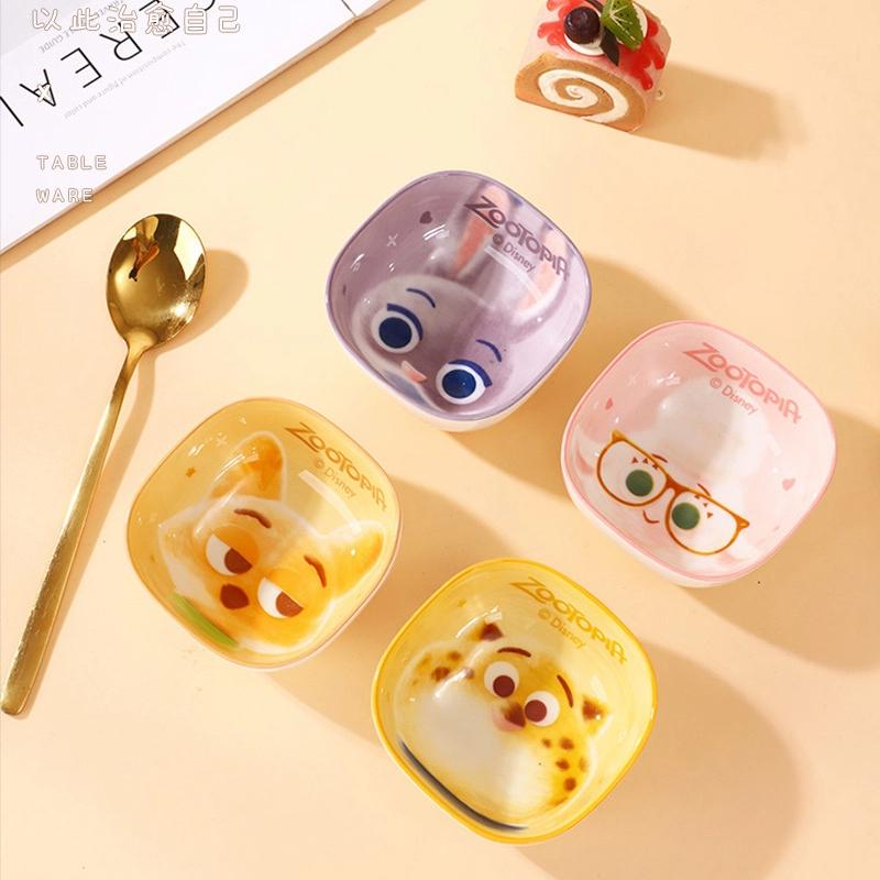 4-teiliges Disney Zootopia Judy Nick Dessertschalen-Set, Schulsachen, Neuheit Snackschale, für Dips Saucen, Gewürze, Leicht zu reinigende Dippschalen