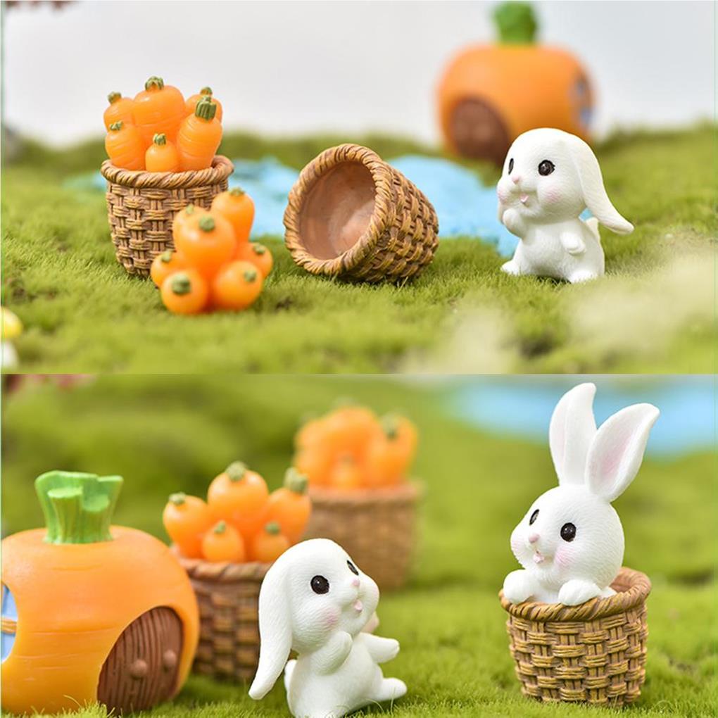 7Pcs/Set Easter Miniature Animal Figurine Resin Home Office Farmhouse Table Countertop Decor Holiday Art Crafts