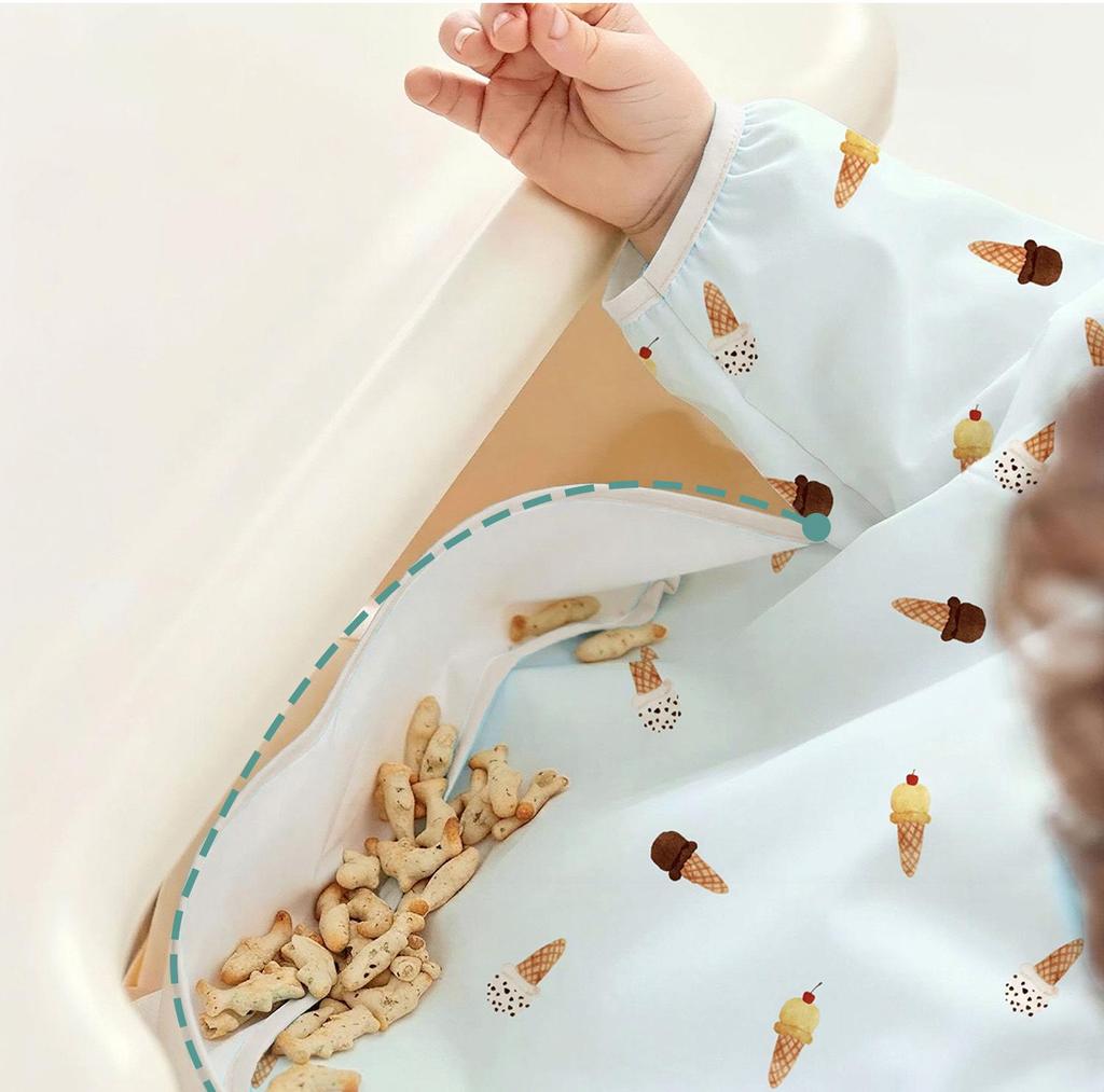 A-Class Waterproof Baby Eating Smock: Stain-Resistant Long-Sleeve Bib with Back-Button for All Seasons.