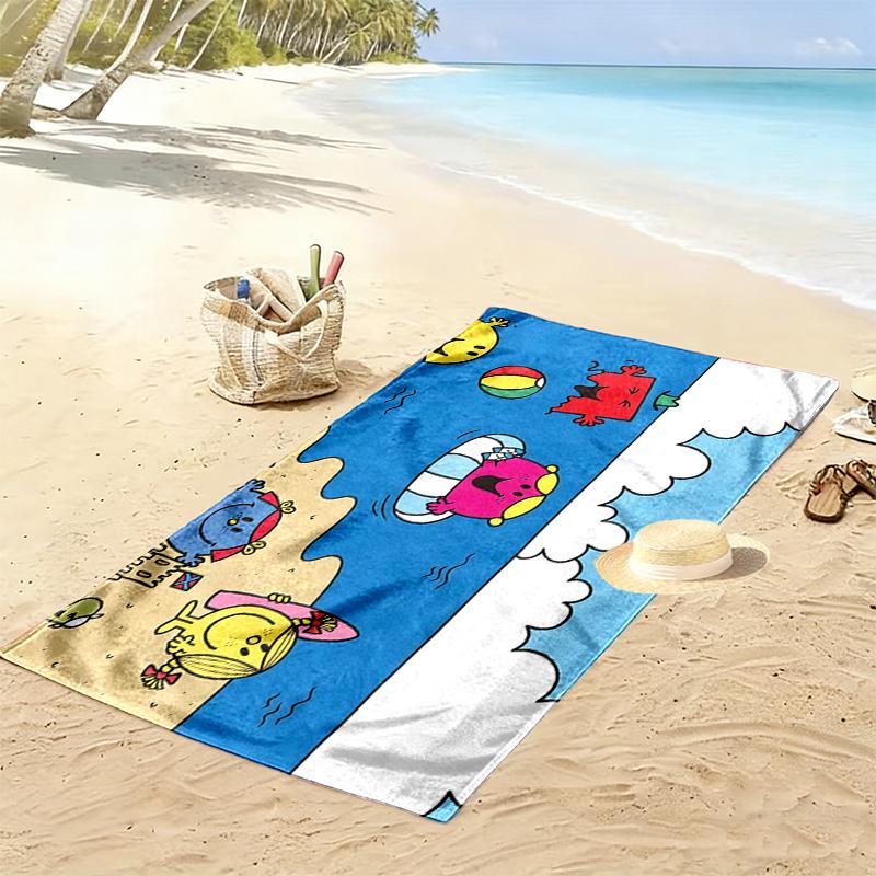 Mr. Men and Little Miss2 Print Beach Towel, Large Soft Quick Dry Towel for Beach Camping Swimming