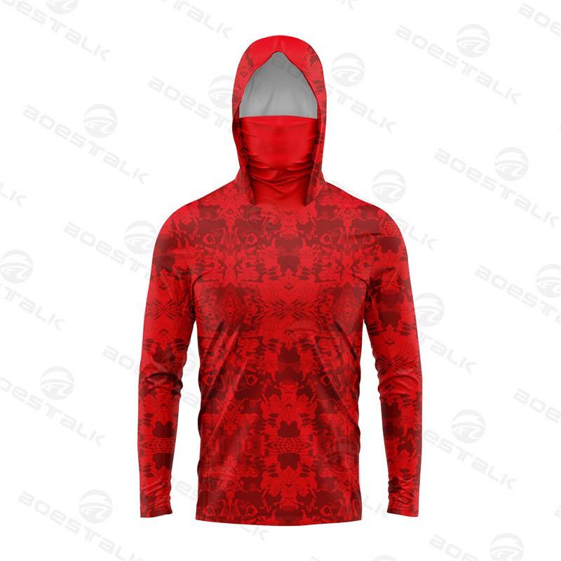 Mens Long Sleeve Fishing Shirt With Face Cover UV Protection Quick Dry Breathable Ice Silk Feel Outdoor Angling Apparel