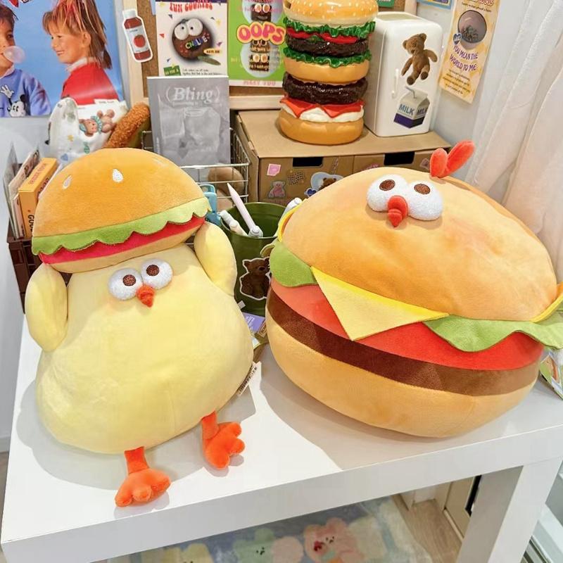 Adorable Burger Sandwich Pizza Chicken Plush Toys Pillow Soft Simulation Cute Dolls Stuffed Animal for Boys Girls Gifts Decor
