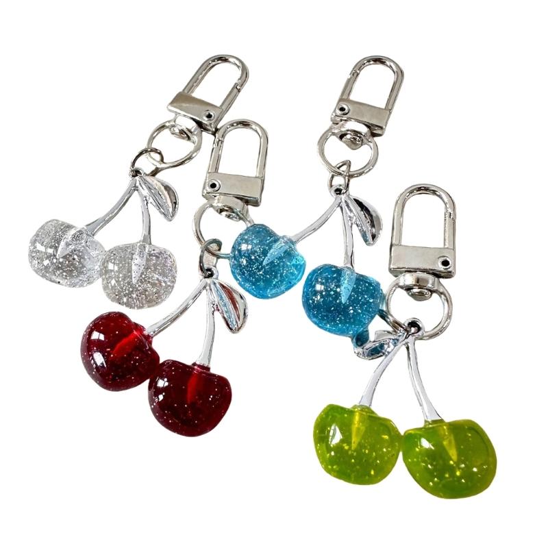 Cherry Charm Keychain Sparkling Multifunctional Crystal Accessory for Purses Backpacks and Car Women's Gift
