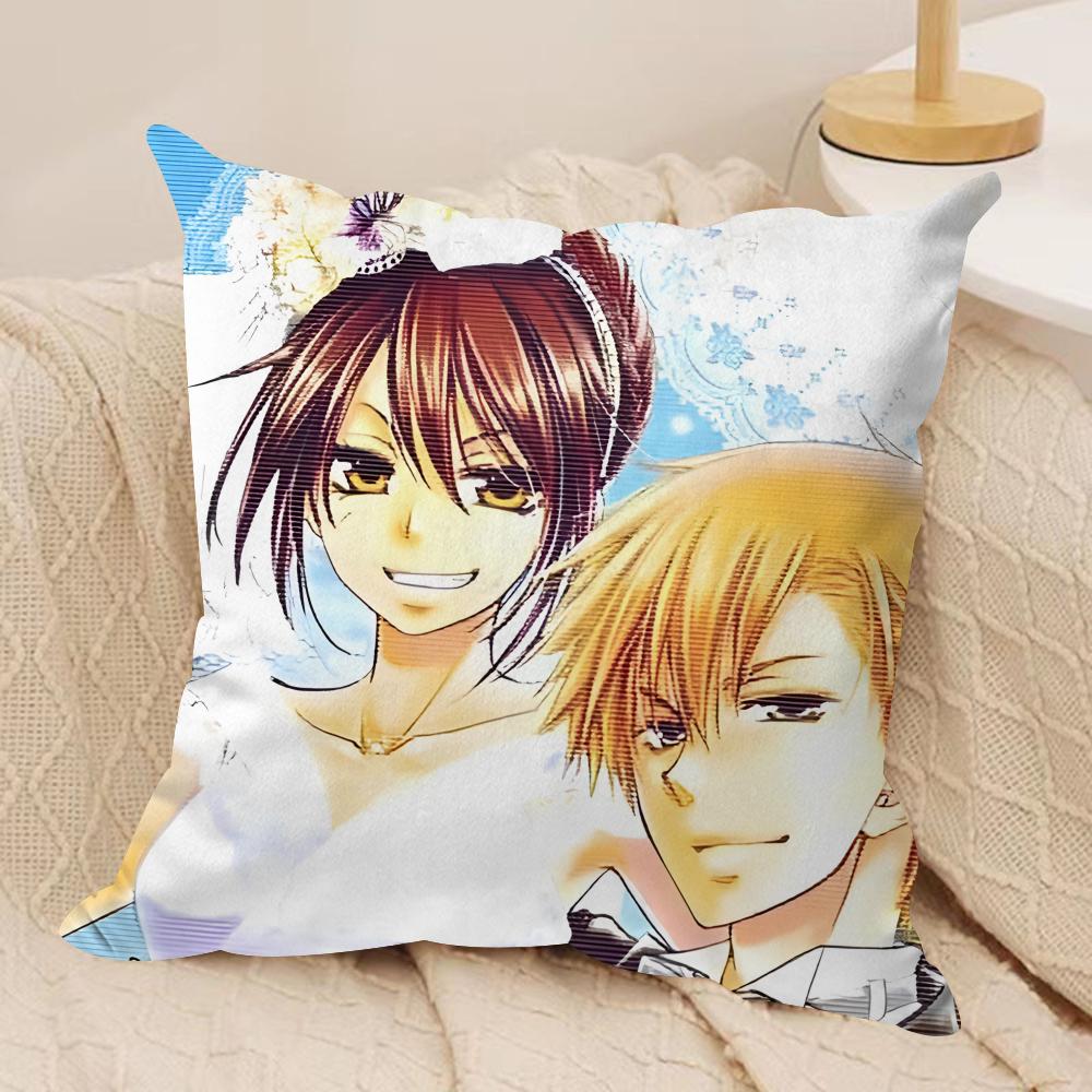 Japanese Anime M-Maid Sama Cushion Cover Silky Short Plush Invisible Zipper Dustproof Sofa Pillow Case For Home Decor