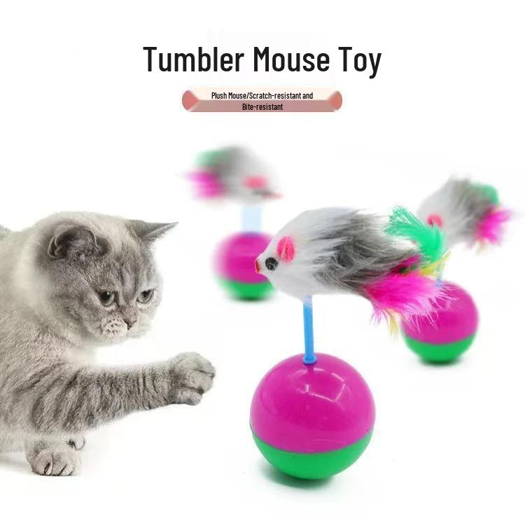 Interactive Colorful Mouse Tumbler Cat Toy - Scratch & Bite Resistant, Self-Play Boredom Relief Plush for Kittens