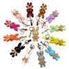 Cute Pu Leather Solid Color Bunny Keychain Creative Bow Bunny Keyring Car Key Holder Pendant Bag Charm Gifts