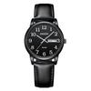 Mens watch analog waterproof leather strap simple popular stylish business classic date day slim easy-to-read dial unisex (Black B)