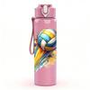 1PC Colorful Volleyball Pattern 750ml Color Plastic Sports Water Bottle Leakproof Flip Straw Lid Suitable for Sports Office Home Use