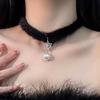 1/2PCS Choker Party Christmas Outfits Gift Necklace Daily Wear Collarbone Chain Pearl Pendant Jewelry Plush Black/White