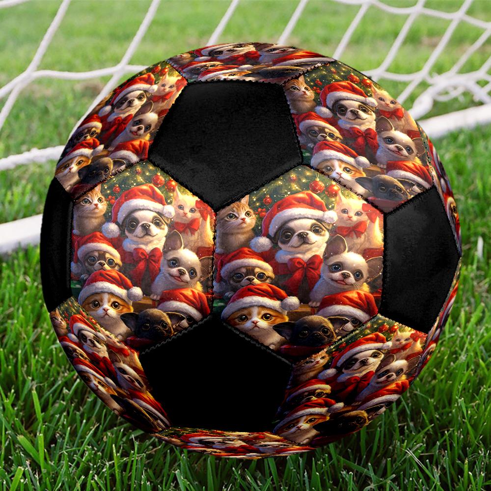 Christmas Dog Theme Size 5 Soccer Ball, Suitable for Both Indoor and Outdoor Matches, a Gift Suitable for Everyone.