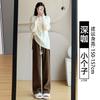 Gray chenille narrow wide-leg pants women's new autumn and winter velvet thickened lazy wind loose straight pants