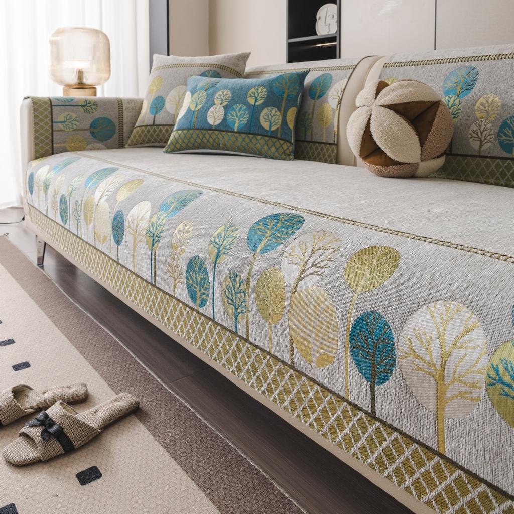 Boho Full Moon Tree Jacquard Chenille Sofa Cover for Living Room Couch Seat Cover Furniture Decor Protector Anti-Slip Sofa Towel