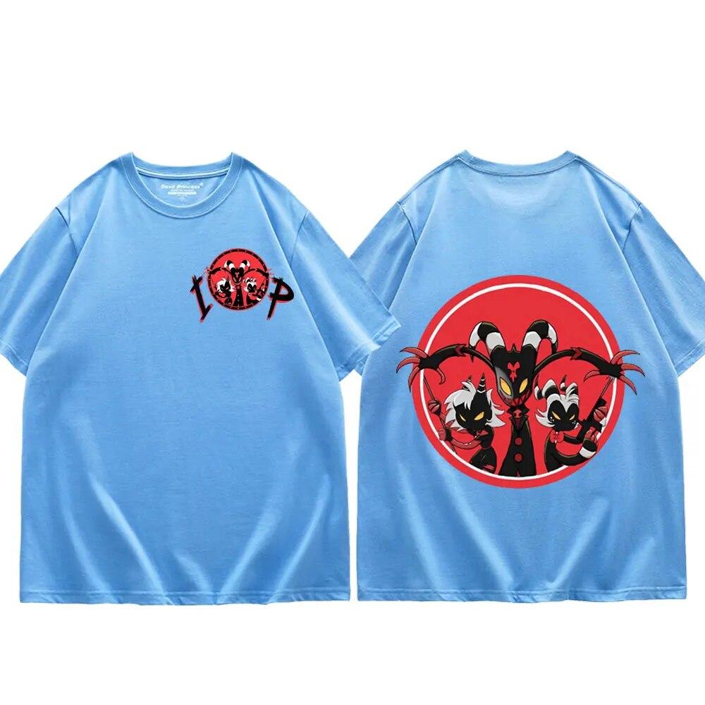 Trend Anime Helluva Boss Print T Shirts Unisex Women Fashion Cartoon Short Sleeve T Shirt Summer Casual Pure Cotton Loose T-shirt