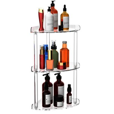 Sezanrpt Tabletop Corner Storage Rack 18 X 18 X 40cm Acrylic Bathroom Tabletop Corner Rack Transparent Vanity Storage Item for Cosmetics and