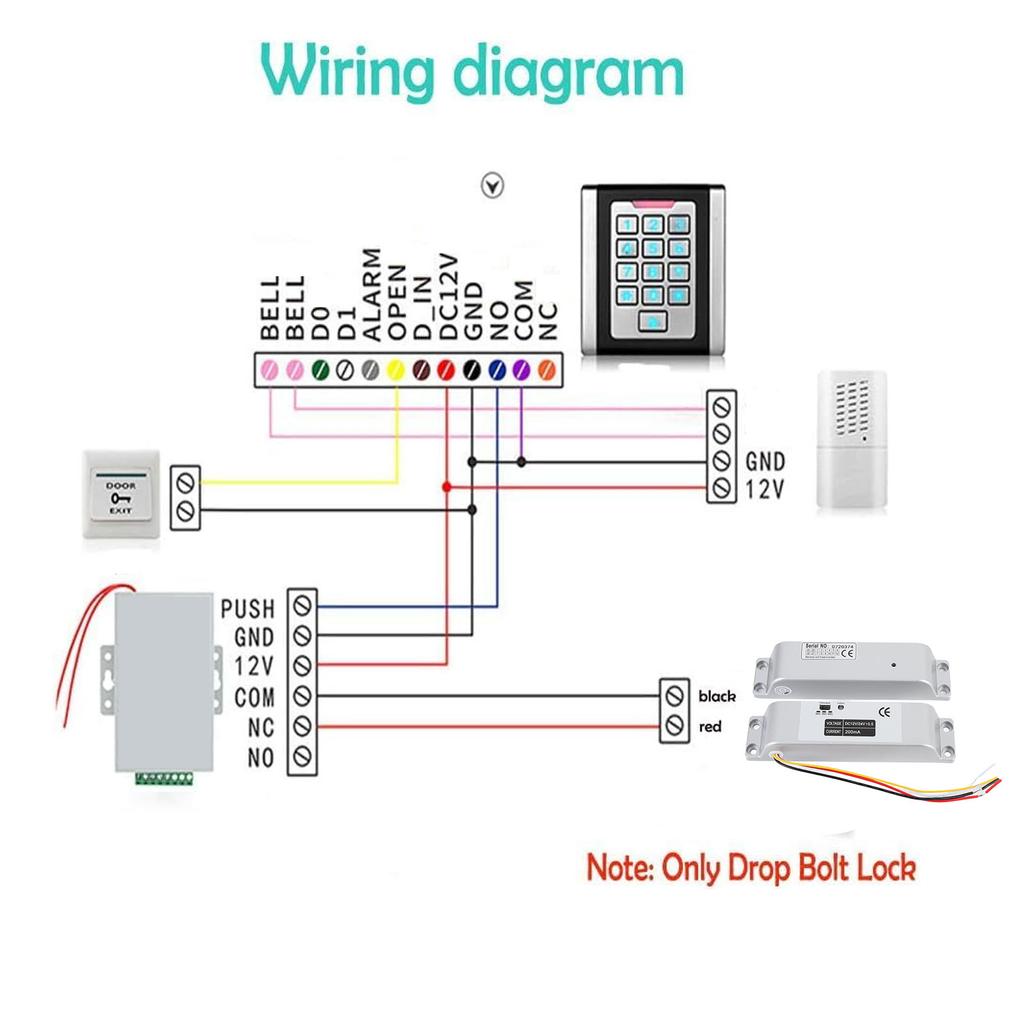 Electric Drop Bolt Lock DC12 24V NC Mode Fail Safe Electric Mortise Lock with Time Delay for Wooden Metal Fire Doors Surface Mounted