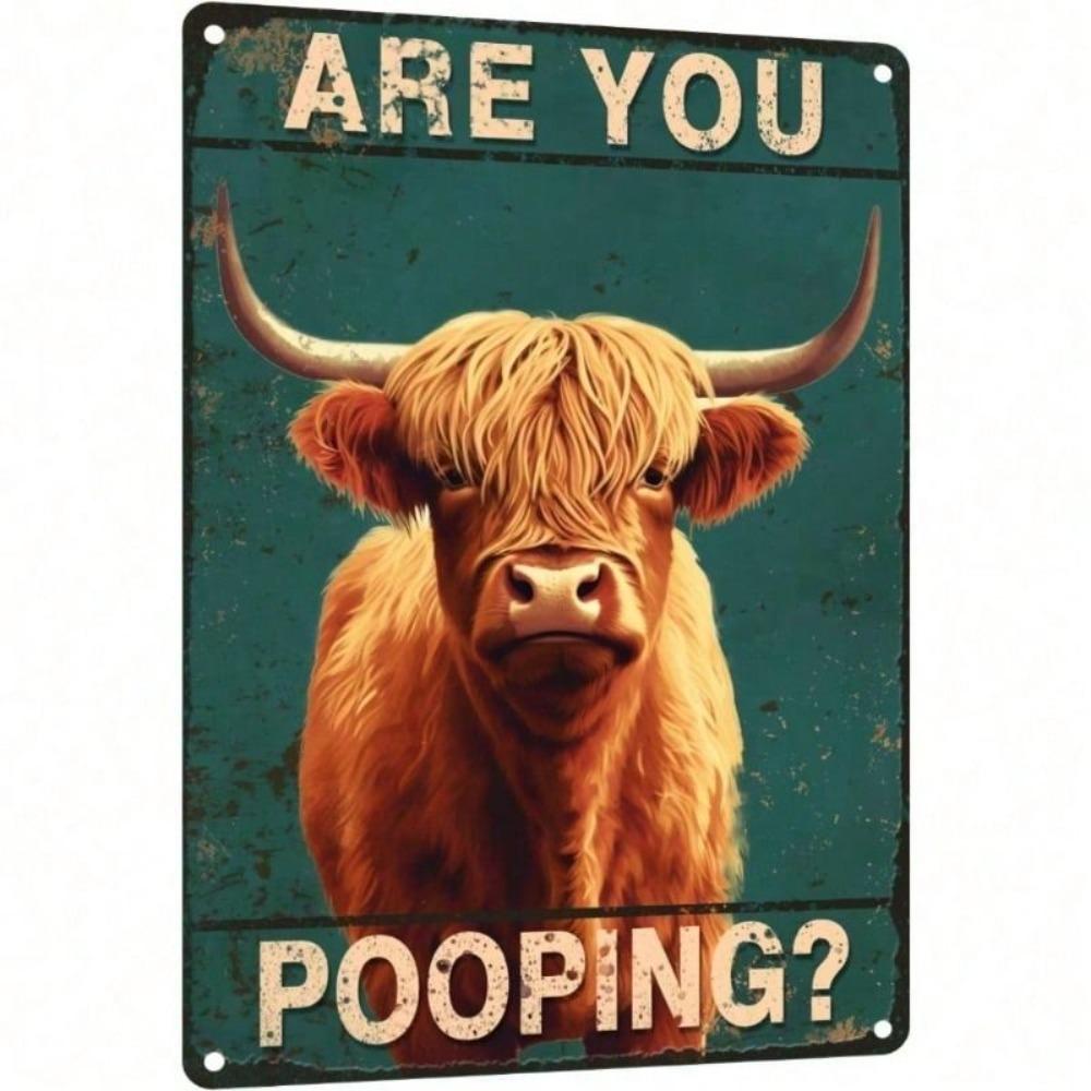 Funny Highland Cow Metal Wall Poster, Retro Bar Pub Toilet Decor