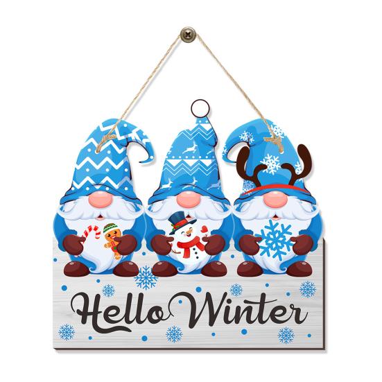 Christmas Paper Door Sign Gnome Tree Elk Pattern Indoor Outdoor Decoration Front Door Wall Hanging Welcome Doorplate Pendant Party Scene Setting Prop