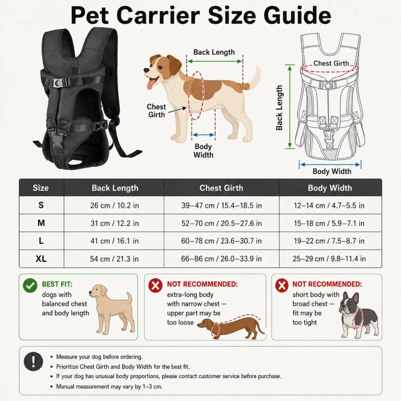 Pet Carrier Backpack for Dogs Cat Thickened Sponge Pet Front Dog Carrier Backpacks Portable Puppy Transportation Dog Bags