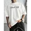 European Sizes Men's Edgy Hip Hop Streetwear T-Shirt, "Shut Up" Rapper Portrait Print, Urban Music Graphic Tee, Quick Dry Basic Top