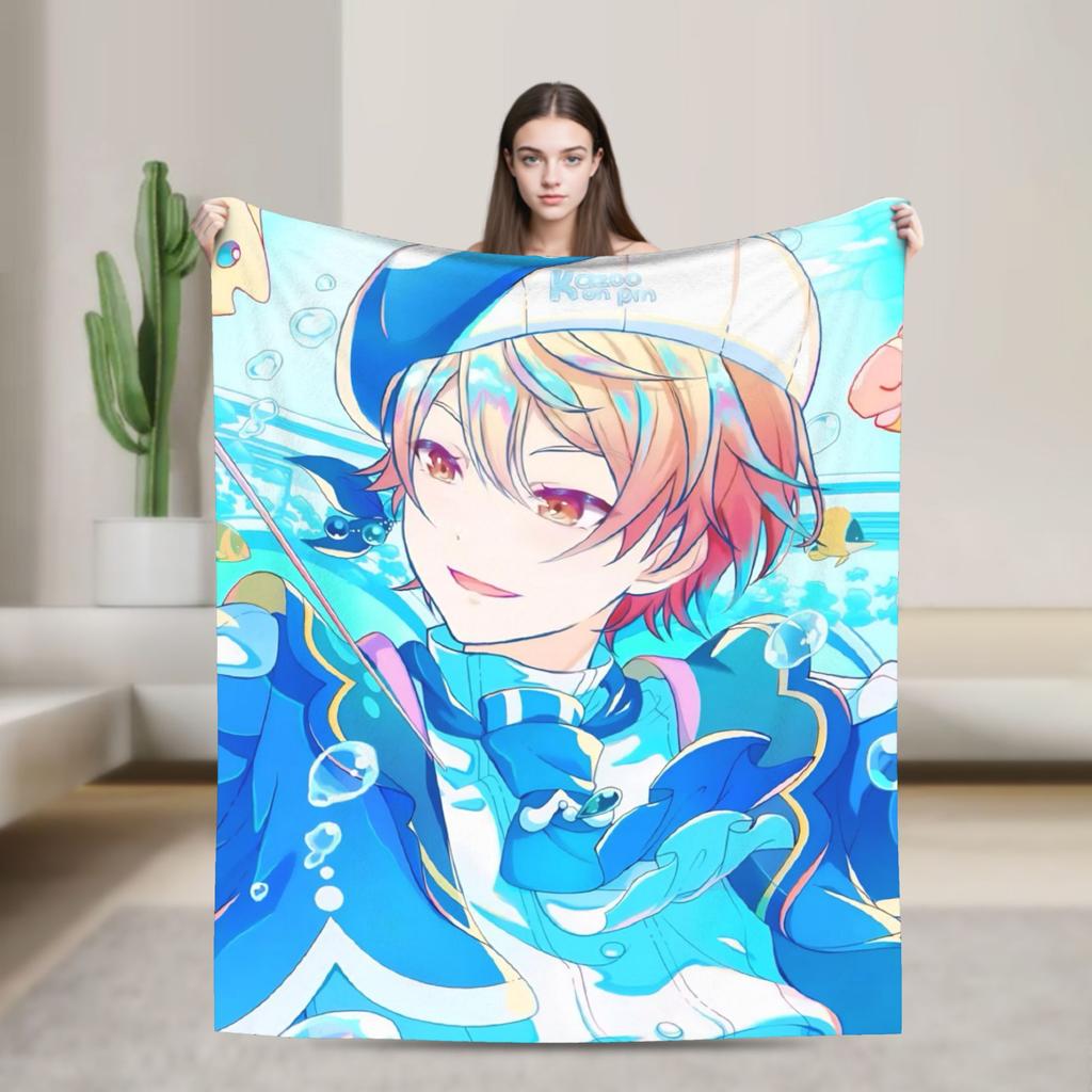 Tsukasa Tenma Flannel Blankets  Warm Bedding Throws for Couch Bed Travel Funny Bedspread Sofa Bed Cover
