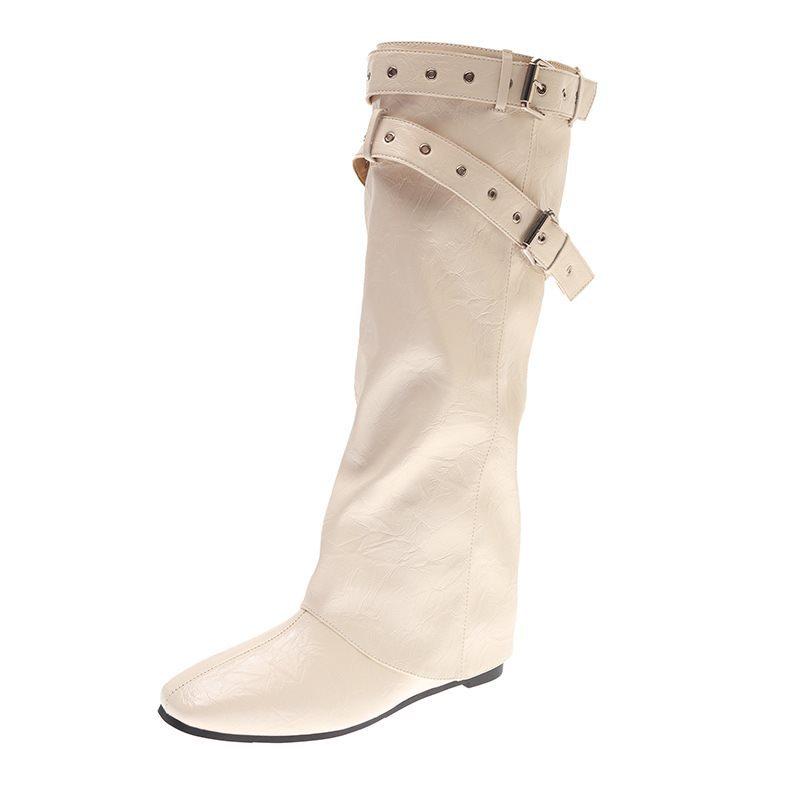 Tall tube retro pile new knight boots Spice girl boots women's fashion boots versatile small man wind wear