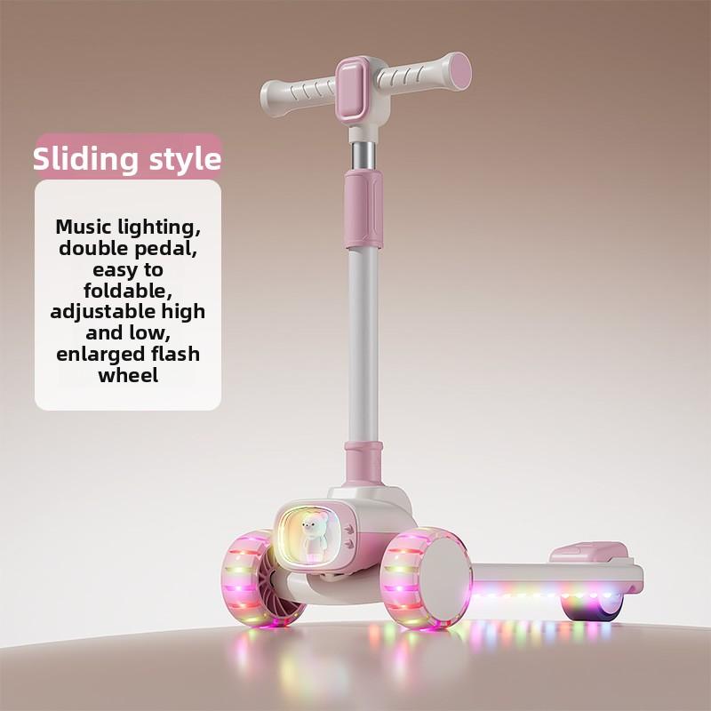 Outdoor New Riding Scooter Big Model Teenage Mobility Scooter Flash Toy Car Folding 2-In-1 Multi-Function Pedal Scooter Folding
