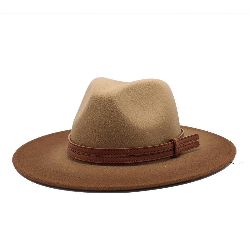 Аэрозольная краска Постепенное изменение цвета Шляпа-федора Сезон Мужчины и женщины Ретро Шерстяная шляпа M（56-58cm）